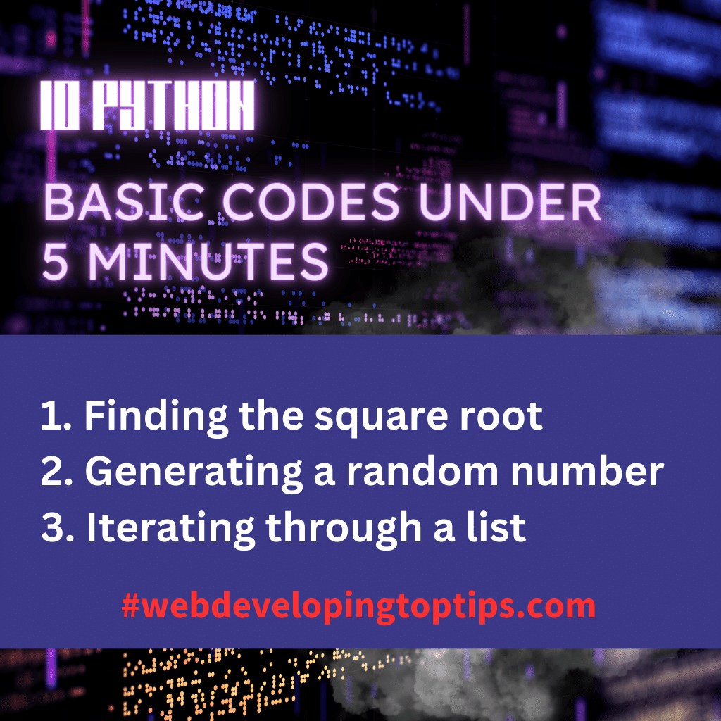 10 Python Basic Codes under 5 Minutes