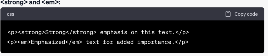 <strong> and <em> tag