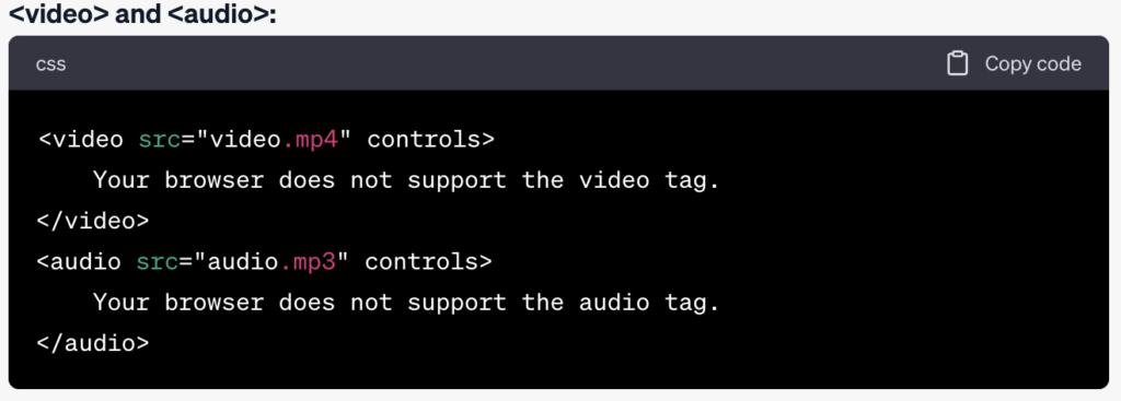 <video> and <audio> tags 